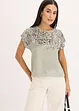 Shirt met geweven inzetstuk en glinsterende steentjes, bonprix