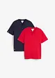 Henley shirt, korte mouw (set van 2) van biologisch katoen, bonprix