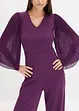 Jersey jumpsuit met plissé mouwen van fijn chiffon, bonprix