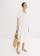 Midi jurk met pofmouwen en gesmokt detail, bonprix