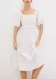 Midi jurk met pofmouwen en gesmokt detail, bonprix