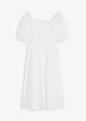 Midi jurk met pofmouwen en gesmokt detail, bonprix