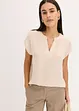 Soepelvallende, satijnen blouse met oversized schouders, bonprix