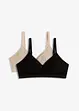 Bralette zonder beugels met gevulde cups en biologisch katoen (set van 2), bonprix