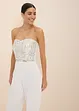 Bruidsjumpsuit van crêpe met structuur en parelborduursel, bonprix