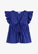 Blouse met strikkoordjes van puur katoen, bonprix