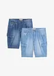 Lichte denim cargo short van puur katoen, relaxed fit (set van 2), bonprix
