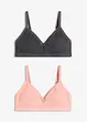 Bralette zonder beugels met gevulde cups en biologisch katoen (set van 2), bonprix