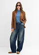 Barrel jeans mid waist met riem, bonprix