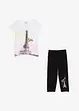 Meisjes shirt en 3/4 legging (2-dlg. set) met biologisch katoen, bonprix