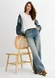 Katoenen shirtblouse met carréhals, halflange mouw, bonprix