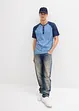 Henley shirt met korte mouwen in gewassen look van puur biologisch katoen, bonprix