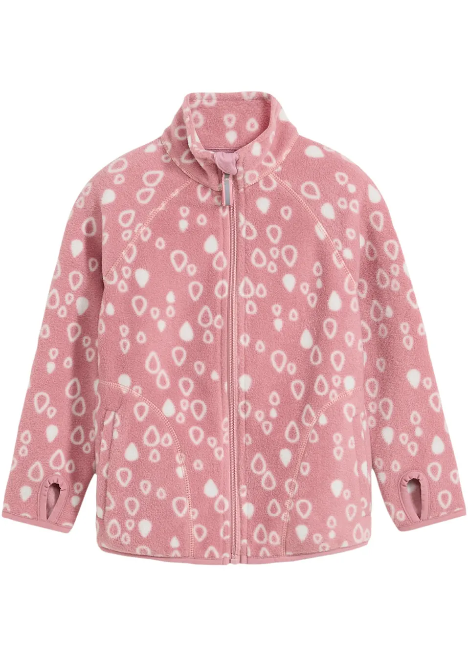 Warm fleece vest voor meiden met een leuke print en reflecterende details roze gedessineerd